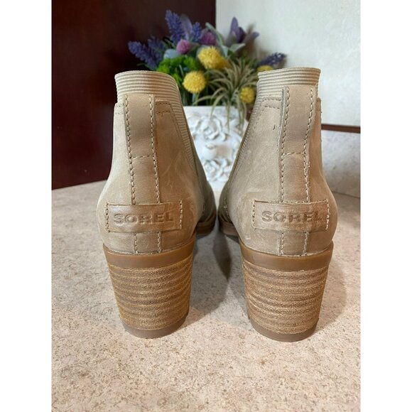 New Sorel Womens Tan Cate Chelsea Ankle Booties Size 7.5 With Block Heel - Picture 6 of 7
